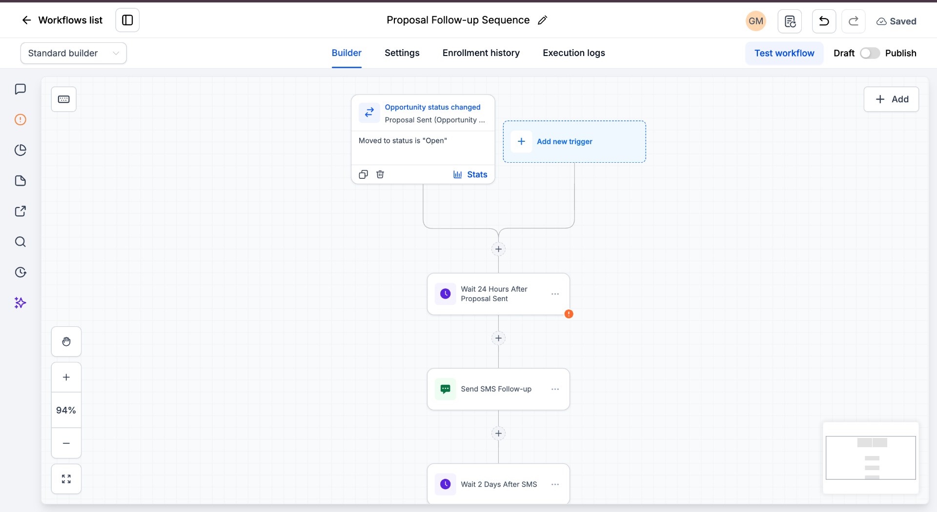 GoHighLevel Proposal Follow-up Sequence workflow